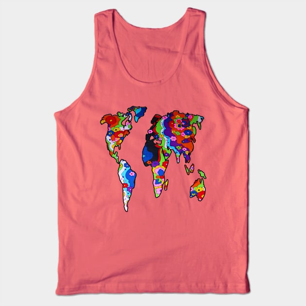 Floral Rainbow Map Tank Top by artbyomega